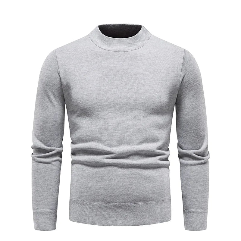 Solid Color Round Neck Knit Sweater Men