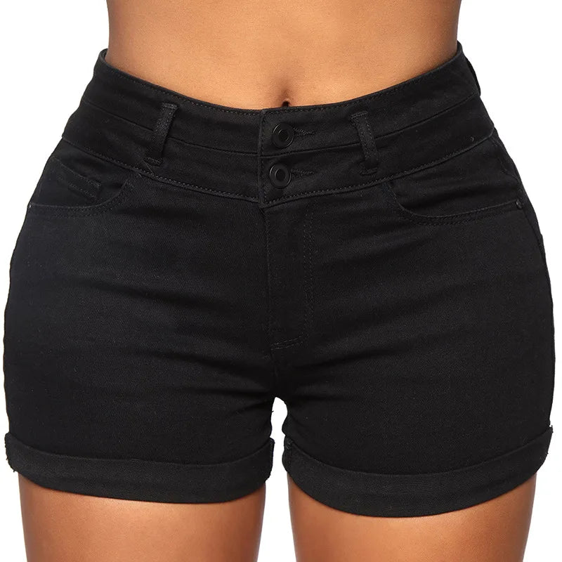 Cotton Stretchy High Waist Jean Shorts Woman