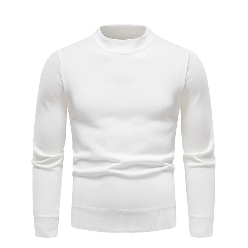 Solid Color Round Neck Knit Sweater Men