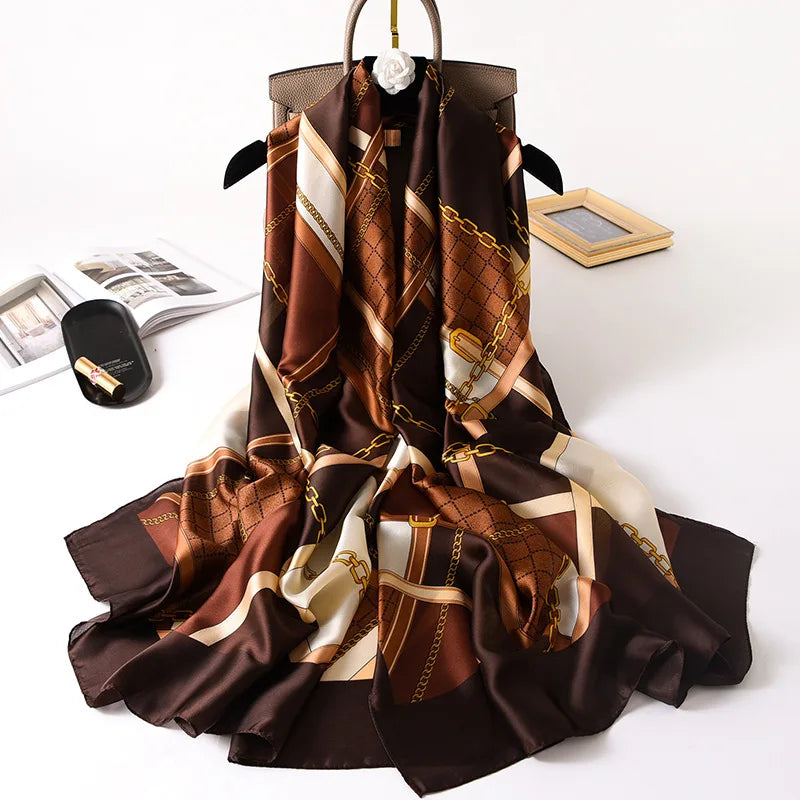 Women Fashion Print Silk Scarf Luxury Brand