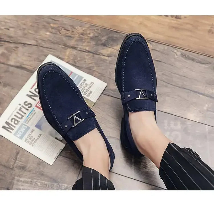 Designer brand leather shoes men's loafers men's flocked shoes