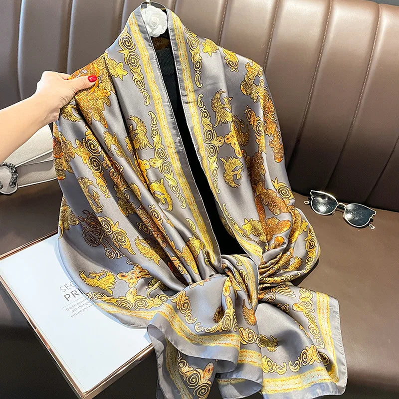 Women Fashion Print Silk Scarf Luxury Brand