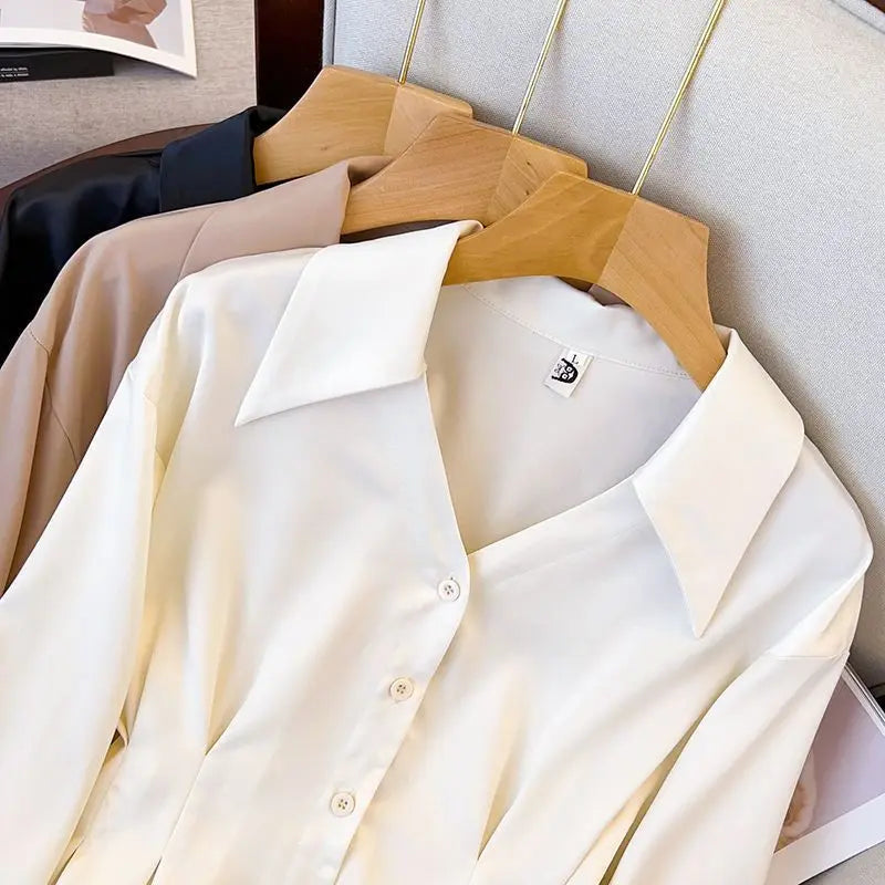 Polo Collar Long Sleeved Waistband Shirt