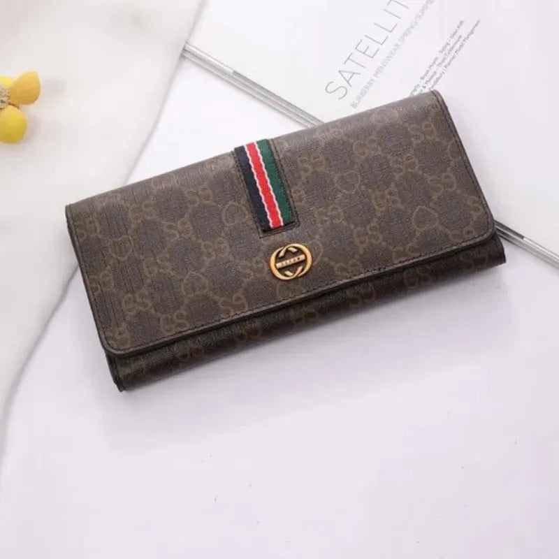 Luxury women's leather long wallet card bag all-in-one package