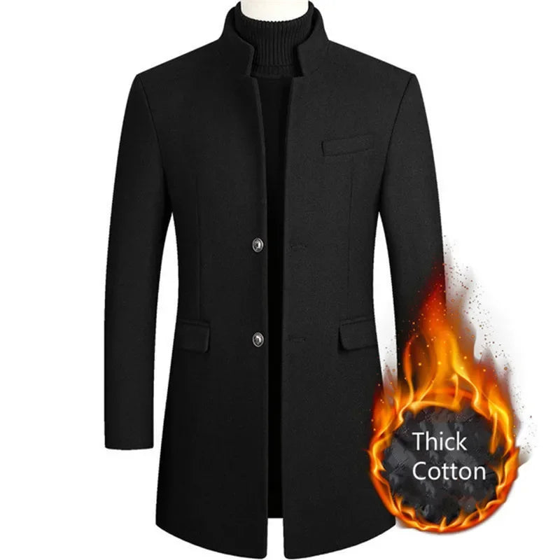 Men Slim Fit Long Sleeve Cardigans Blends Coat Jacket