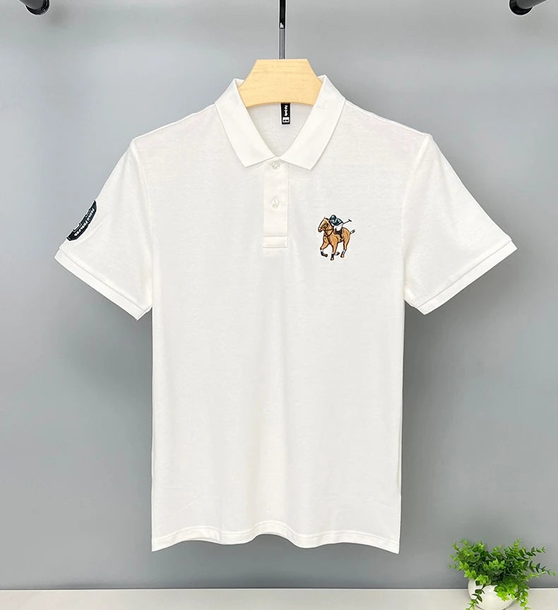 High end 100% pure cotton short sleeved polo shirt for men's