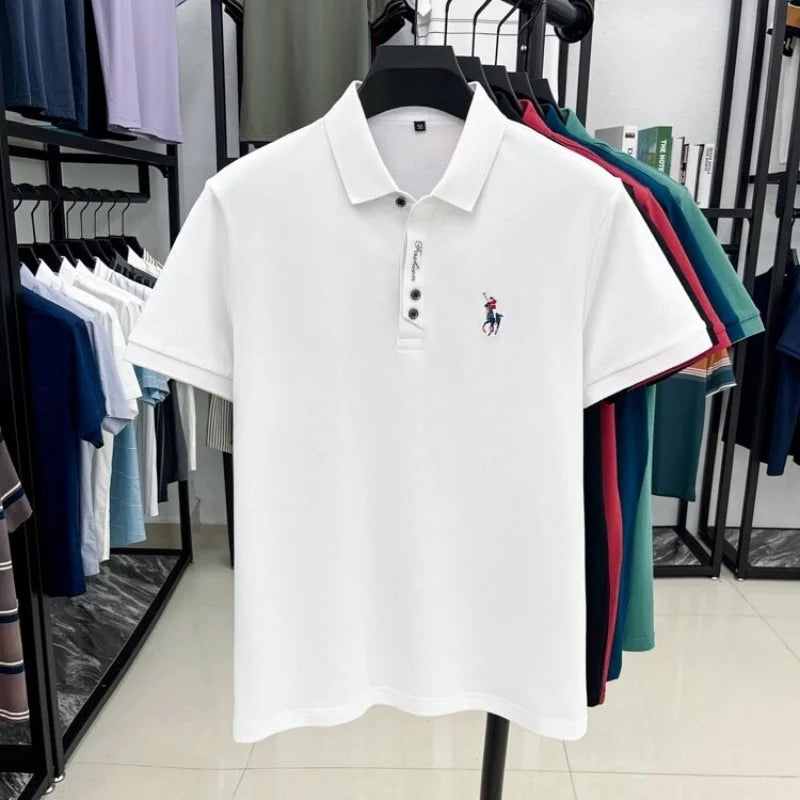 100% pure cotton high-end luxury brand men's short sleeve POLO T-shirt