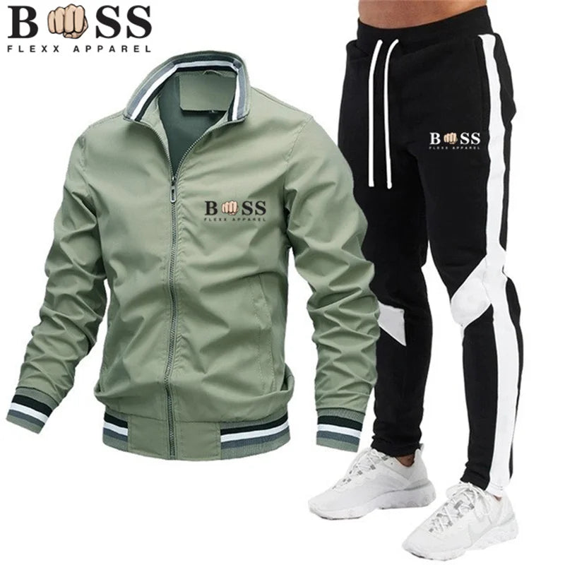 Men's  Tracksuit Two Piece Set Men Jacket Sweatpants Brand Clothing Male Sweatsuit Sport