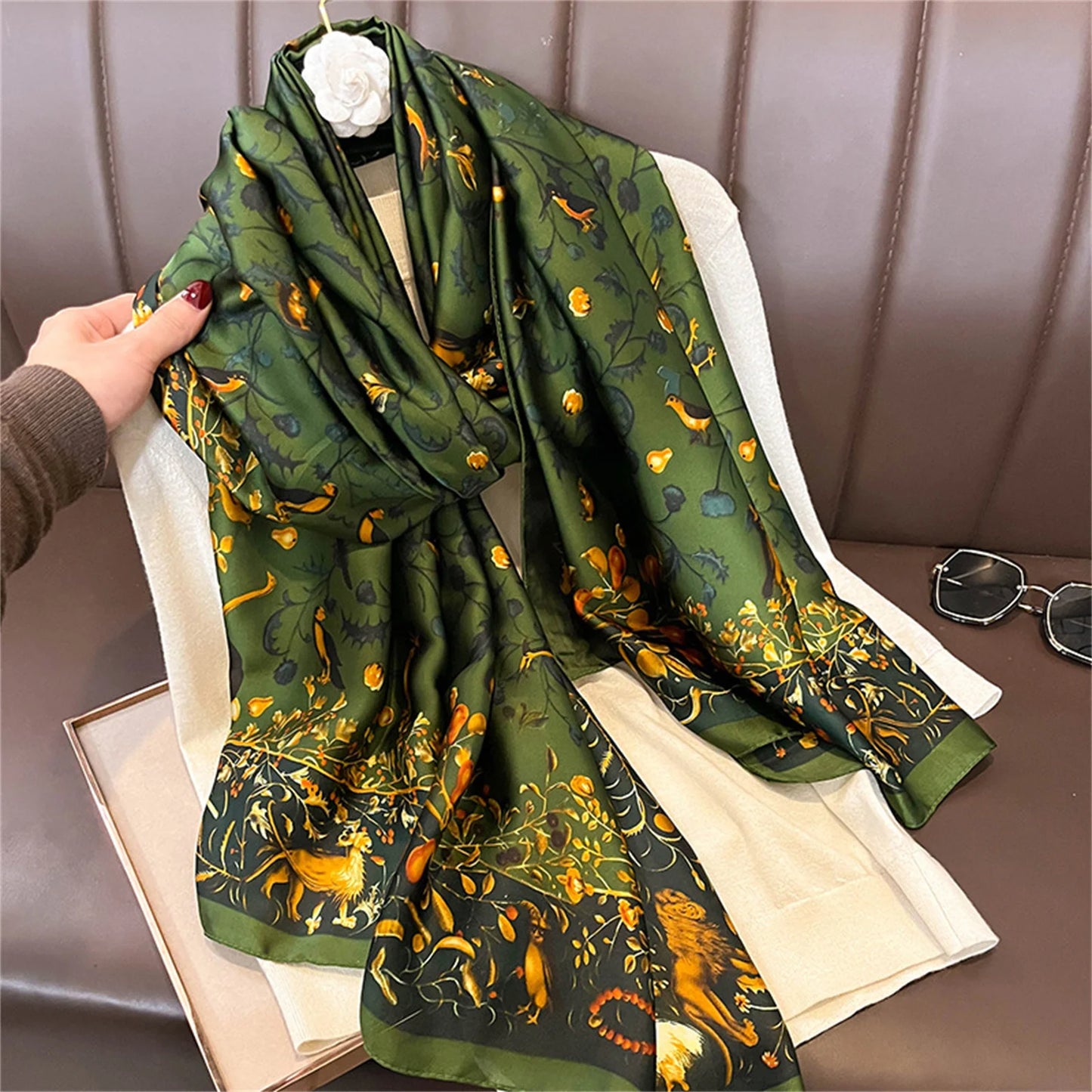 Women Fashion Print Silk Scarf Luxury Brand