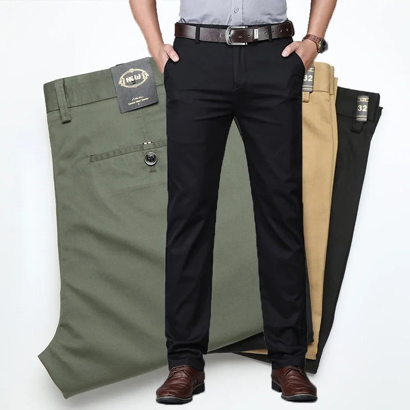 Thin Men's Business Casual Pants Stretch Straight Fashionable Versatile Casual Suit Long Pants Male