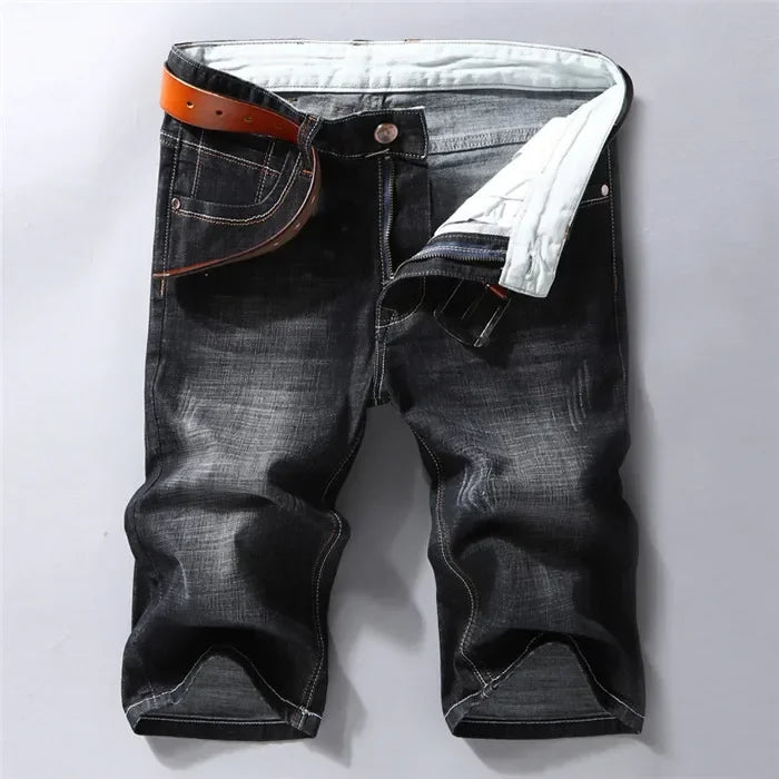 Men Denim Shorts New Style Thin Section Elastic Force Slim Fit