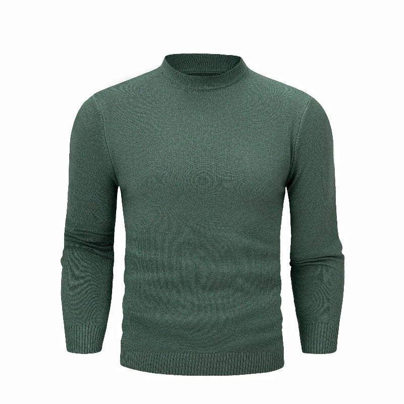 High quality long sleeve men's semi high neck knitted sweater