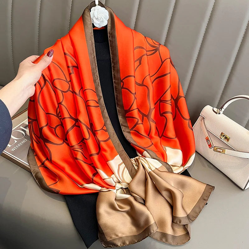 Women Fashion Print Silk Scarf Luxury Brand