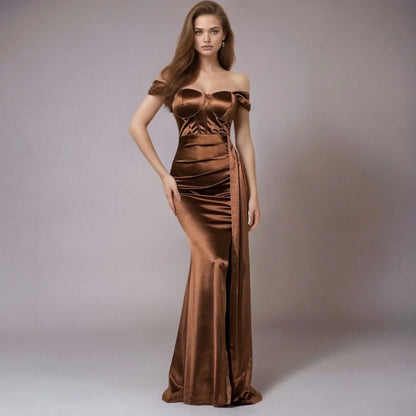 Solid Color Off-shoulder Mermaid Formal Evening Dress