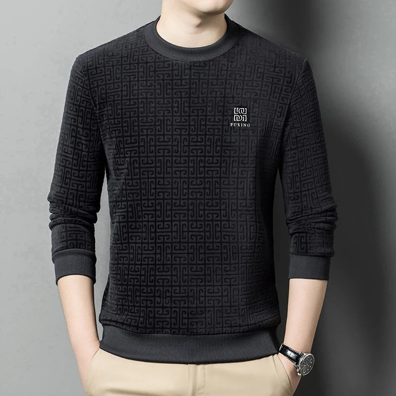 High end luxury brand fashion printed sweater men