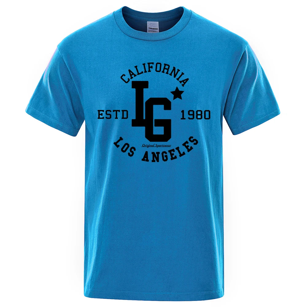 Los Angeles California Estd 1980 Print T Shirts