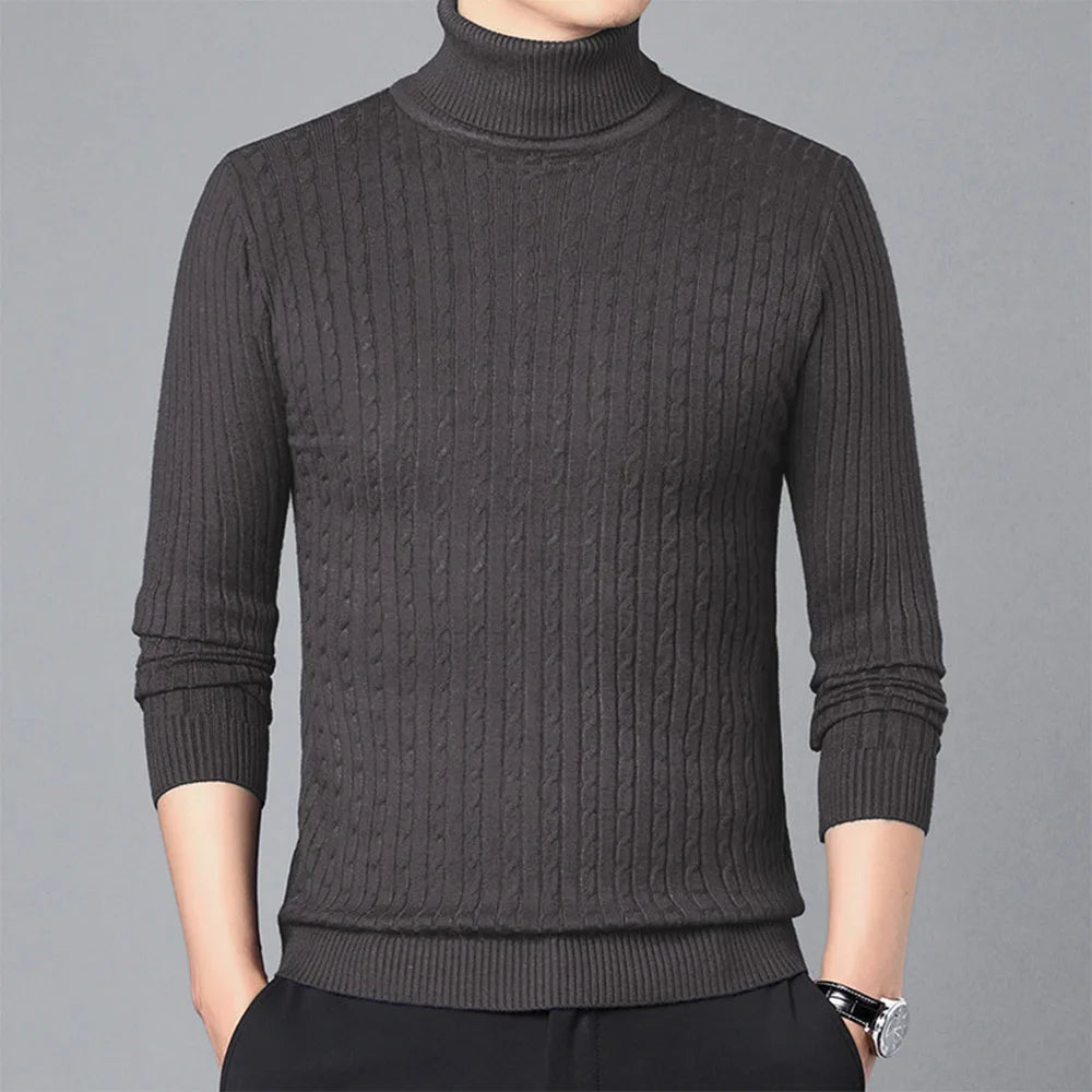 Men's Turtleneck Knitted Sweaters Winter Warm Slim Fit Pullover Sweater