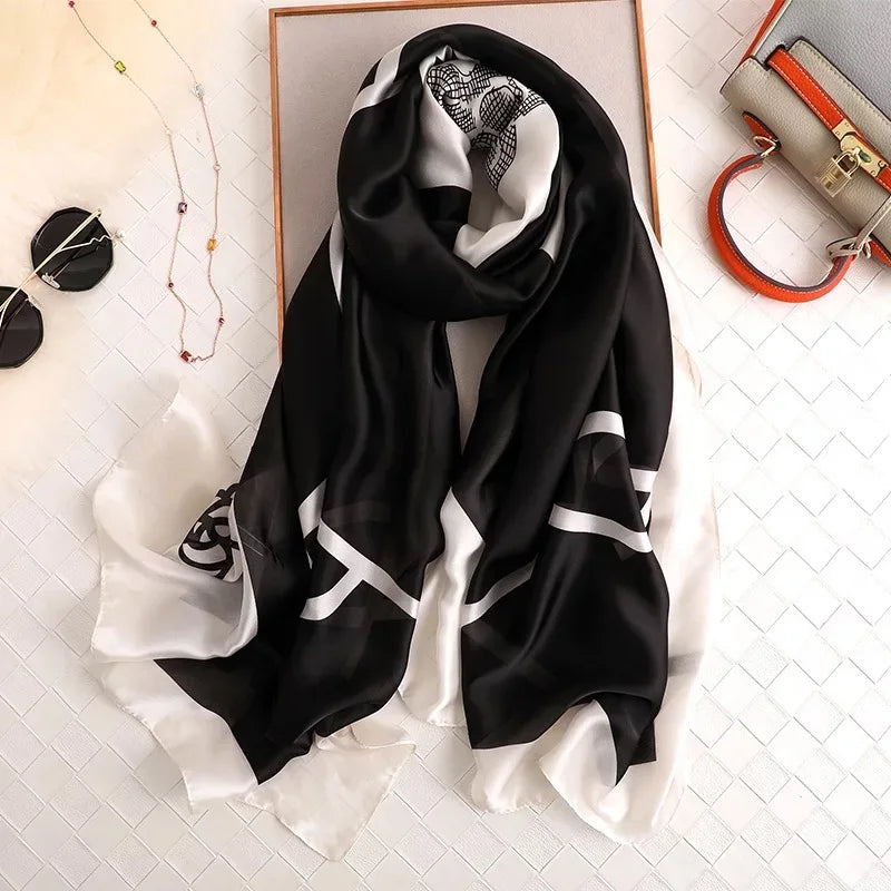 Women Fashion Print Silk Scarf Luxury Brand