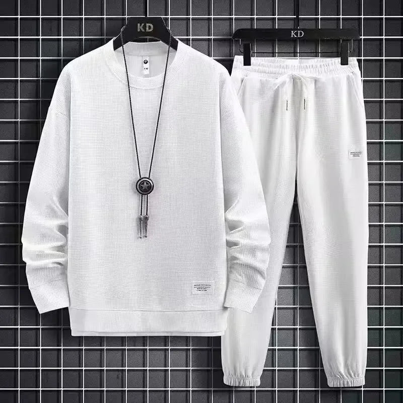 New Men's Casual Sports 2-piece Set Long Sleeve Trousers Blazer Men's Suit