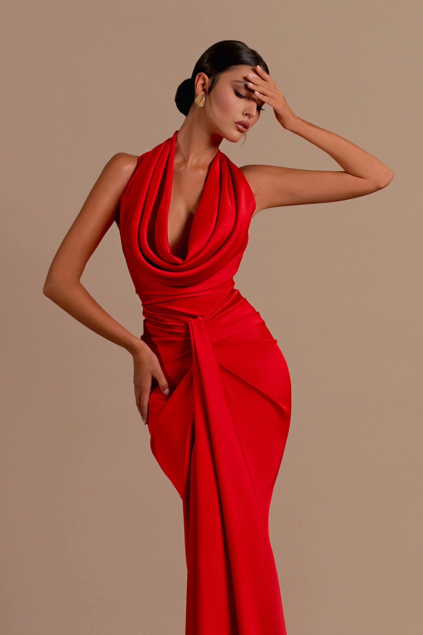 Red Color Women Sexy Off the Shoulder Backless Satin Long Maxi Dress Wedding Party Mermaid