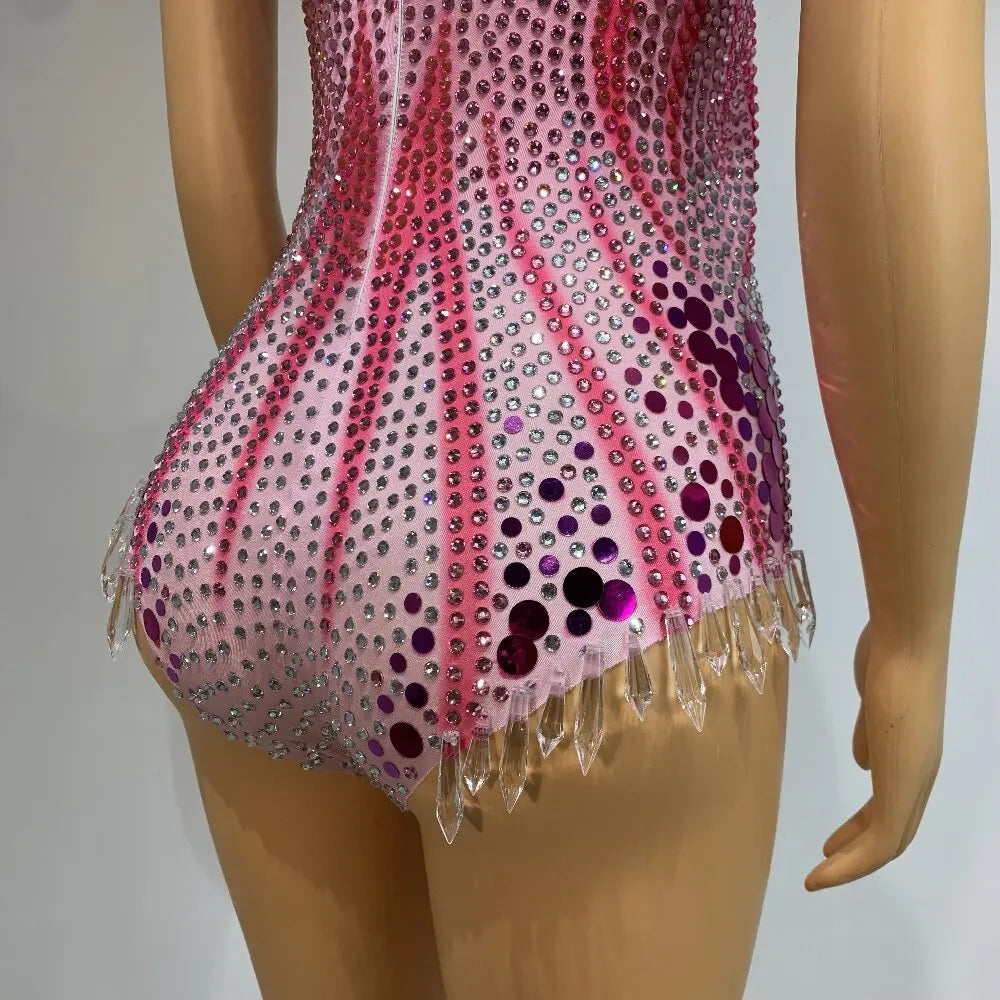 2024 New Arrival Sparkly Rhinestones Tight Bodysuit For Women