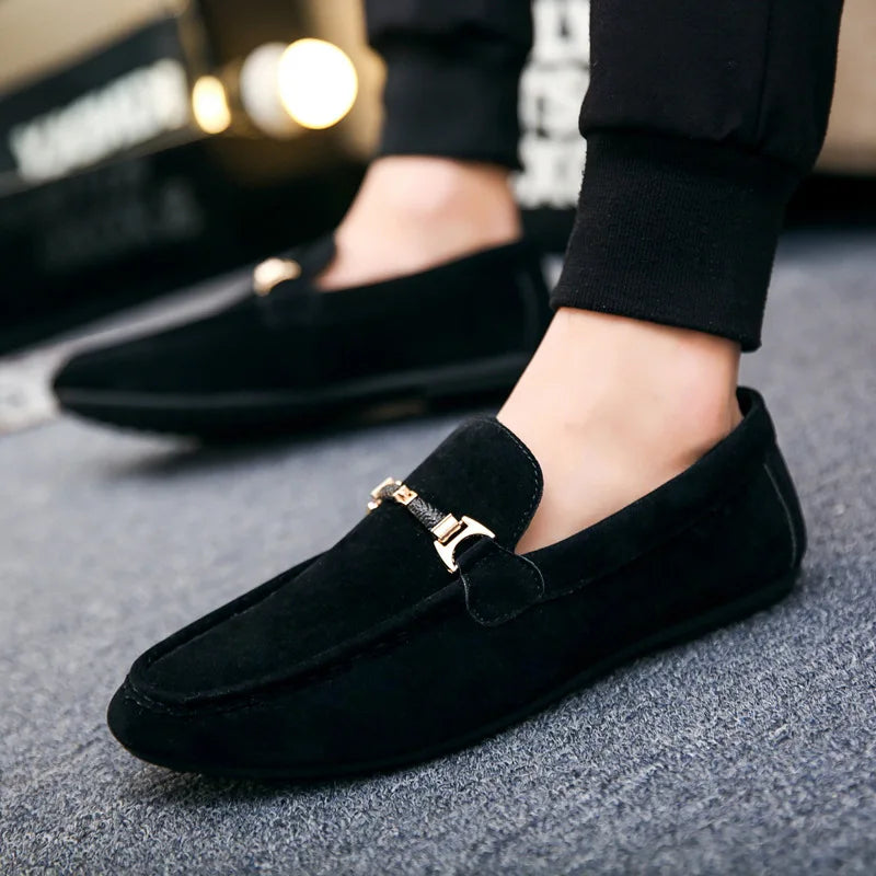 Suede Loafers for Men Soft Moccasins High Quality Flats Male Walking Shoes Slip-on