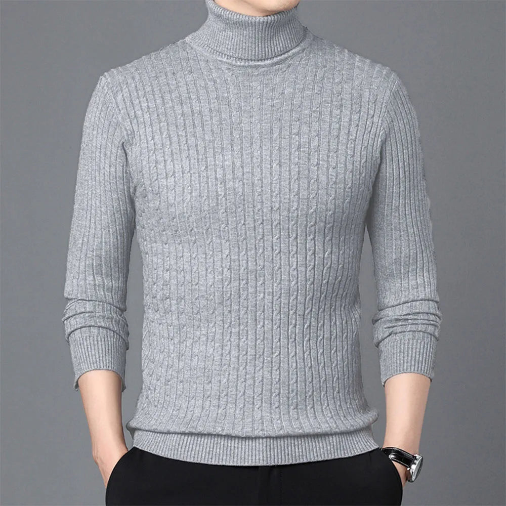 Men's Turtleneck Knitted Sweaters Winter Warm Slim Fit Pullover Sweater