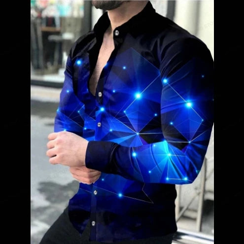 Long Sleeve Beach Blouse Male Luxury Camisa Men's Clothing Streetwear