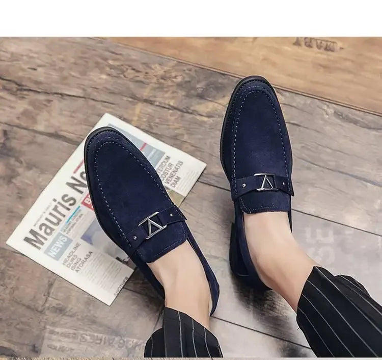 Designer brand leather shoes men's loafers men's flocked shoes