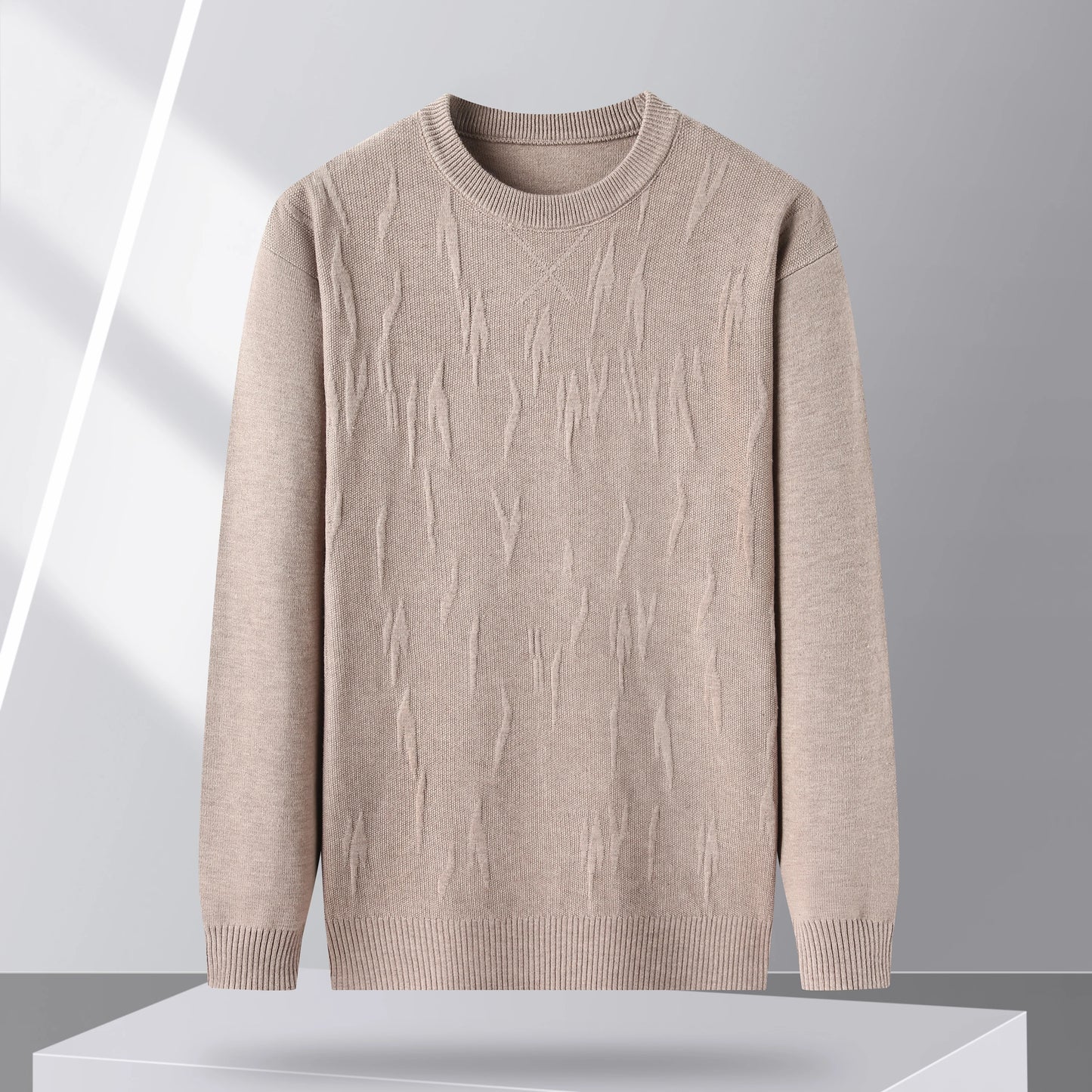 Luxurious and fashion jacquard round neck sweater