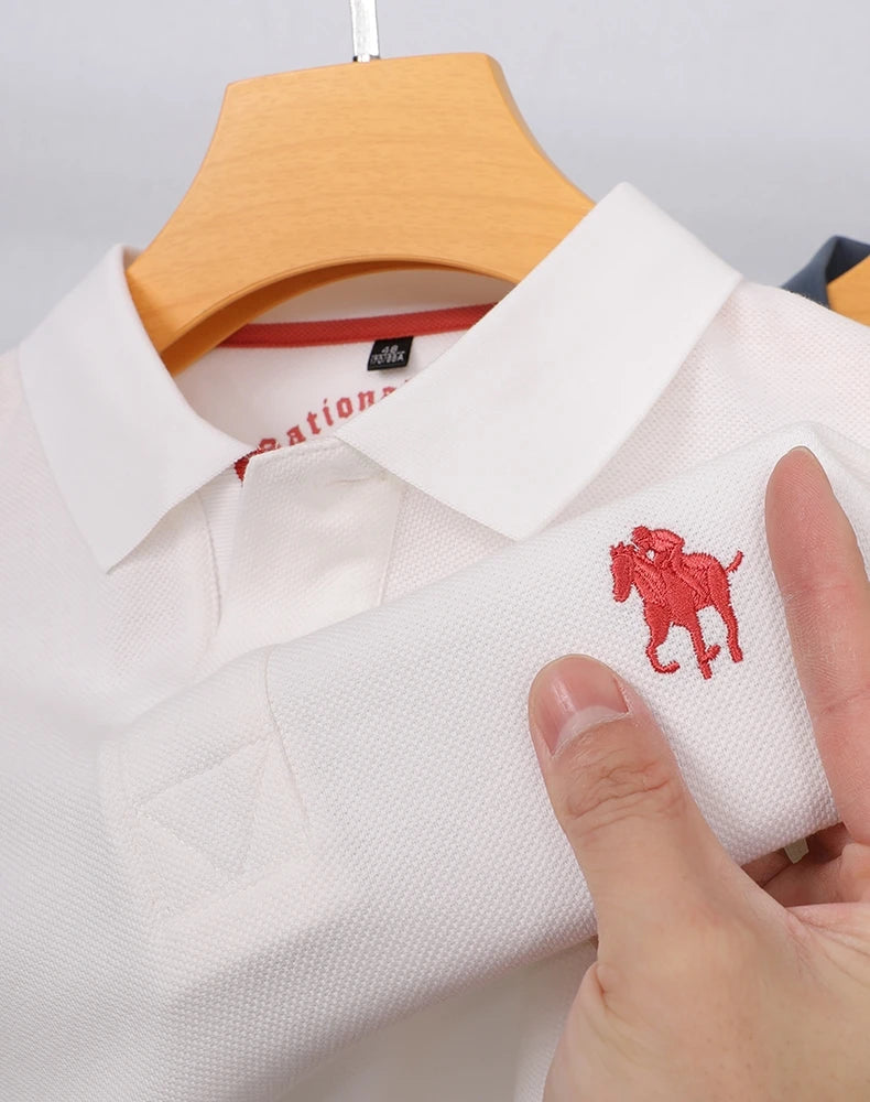 High end 100% cotton polo shirt short sleeve men casual business fashion brand embroidered polo shirt