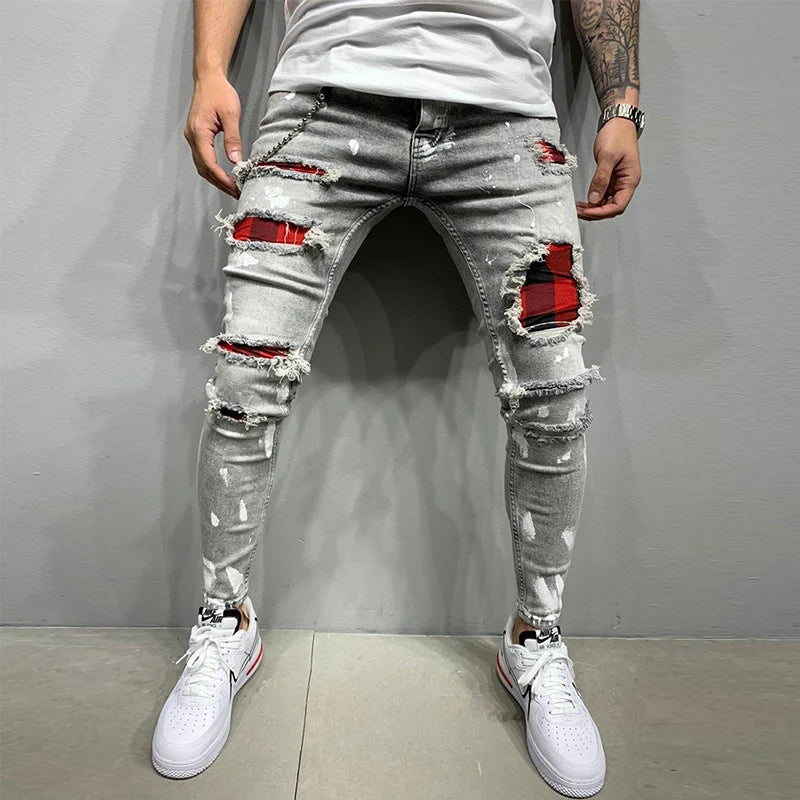 New Men's Skinny Ripped Jeans