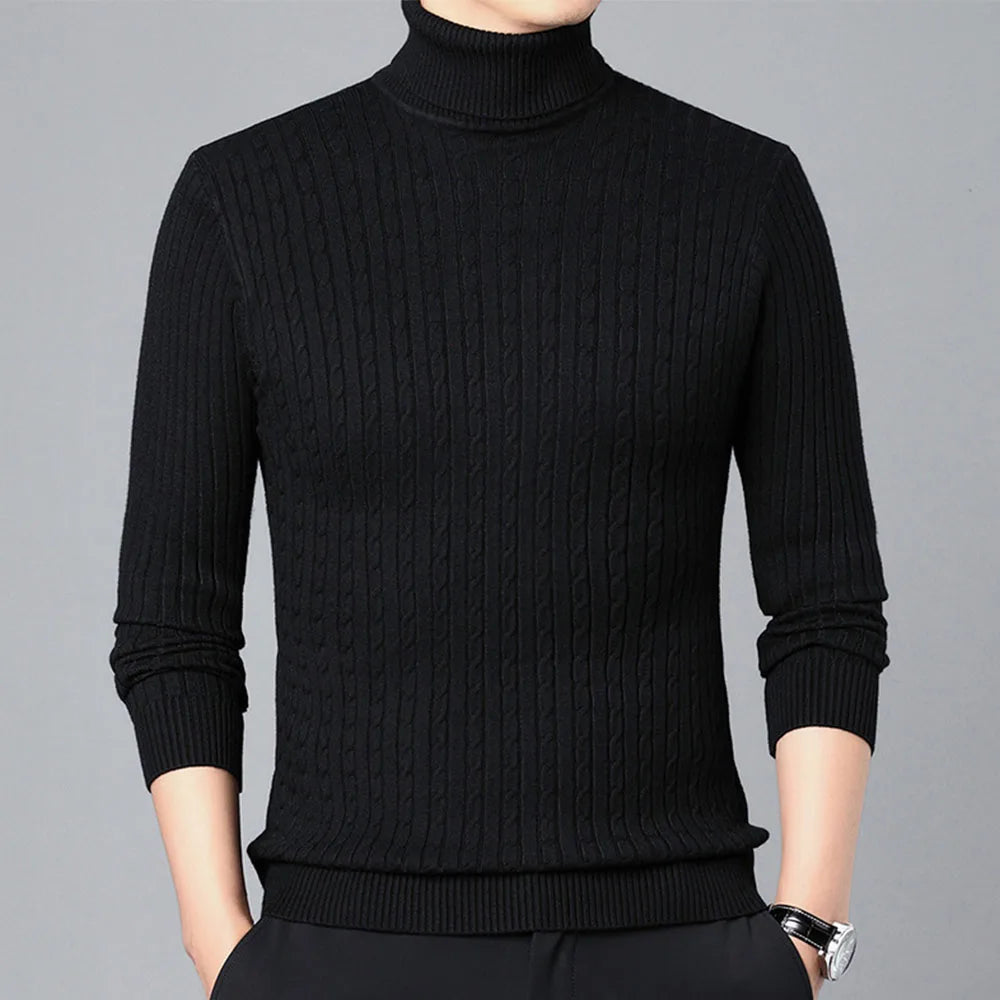 Men's Turtleneck Knitted Sweaters Winter Warm Slim Fit Pullover Sweater