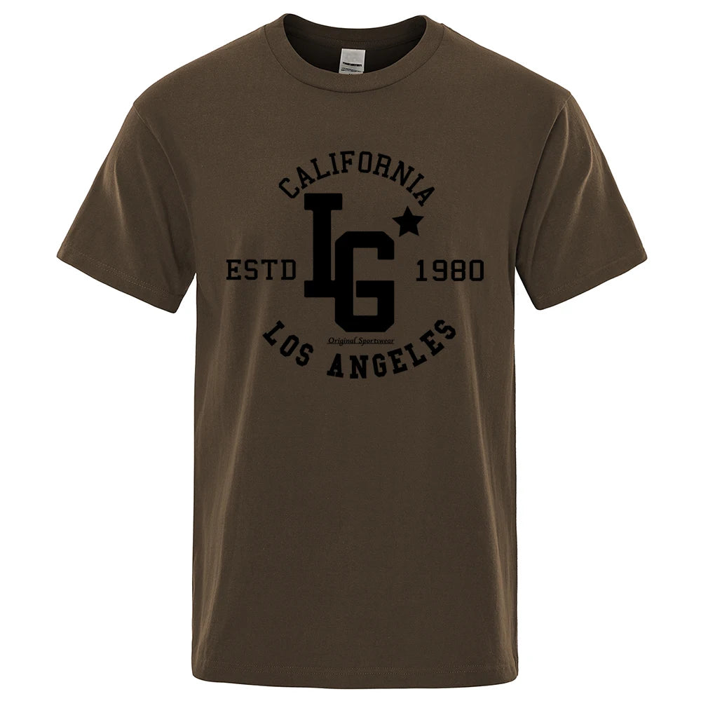 Los Angeles California Estd 1980 Print T Shirts