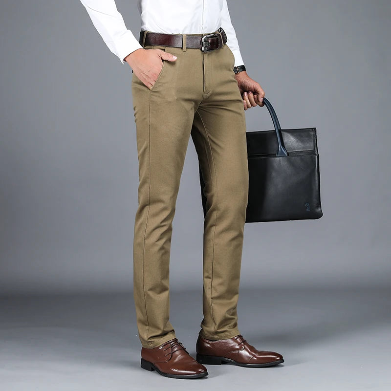 High Quality 98% Cotton Men's Business Formal Office Trousers Classic Fashion