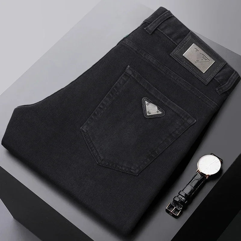 New High-grade Classic Black Denim Trousers for Men