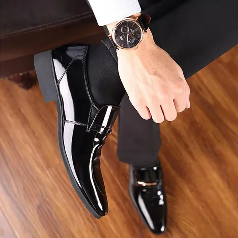 Luxury Business Oxford Leather Shoes Men Breathable Patent Leather Formal Shoes Plus Size