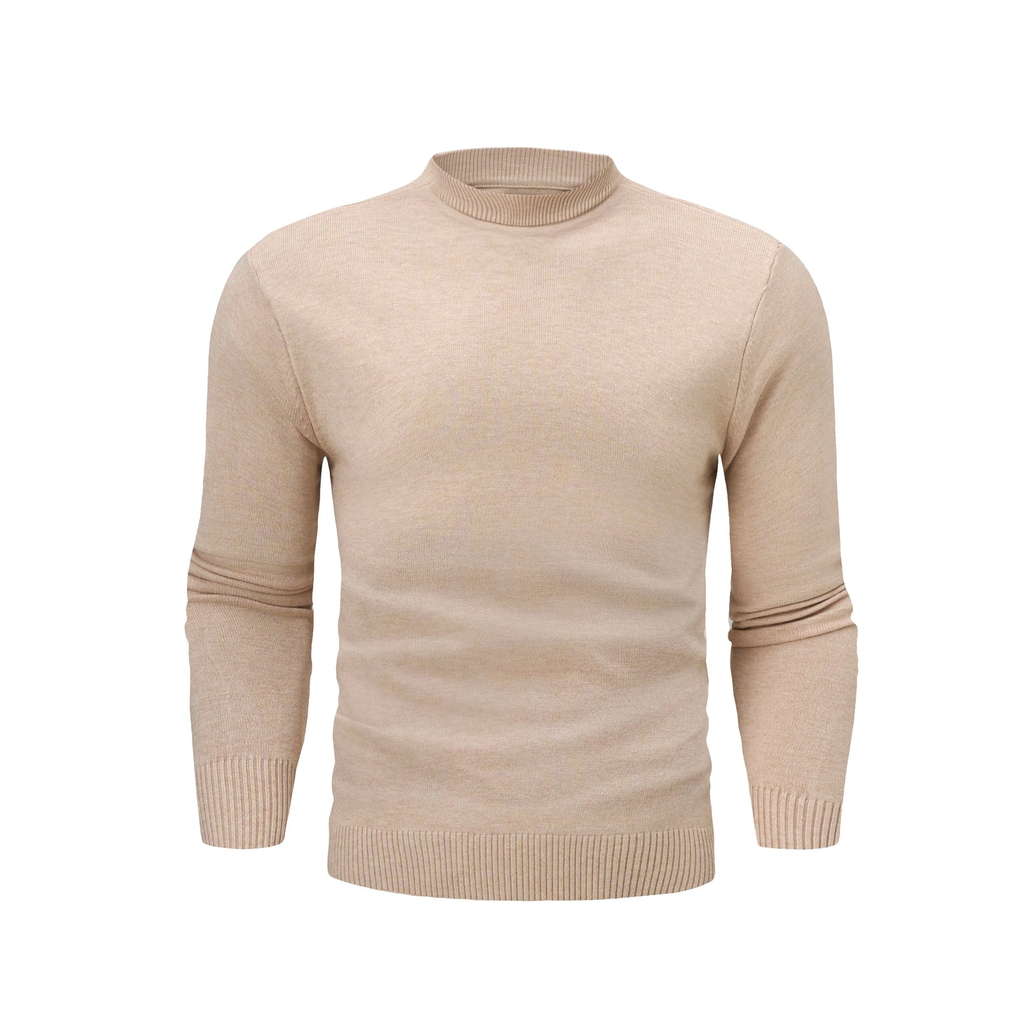 High quality long sleeve men's semi high neck knitted sweater