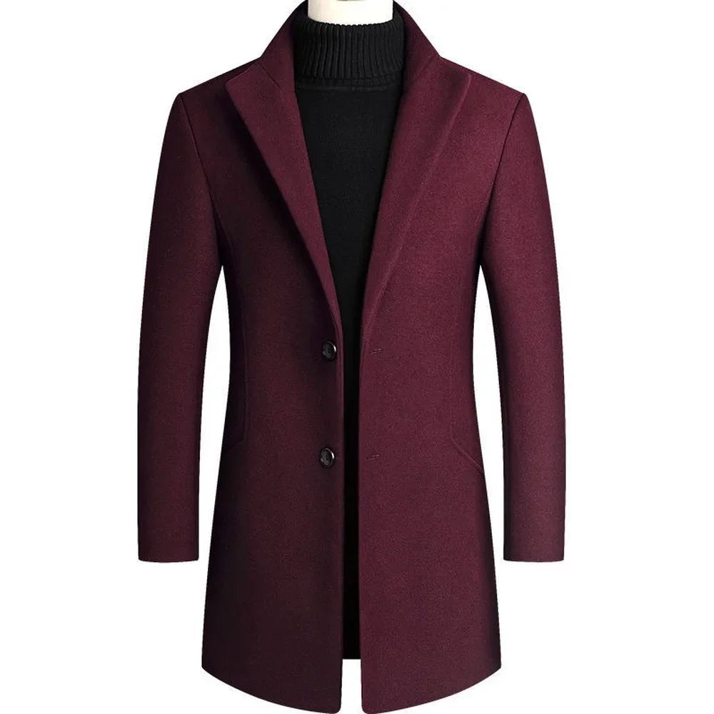 Men Slim Fit Long Sleeve Cardigans Blends Coat Jacket