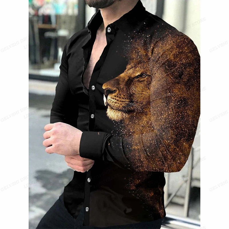 Long Sleeve Beach Blouse Male Luxury Camisa Men's Clothing Streetwear