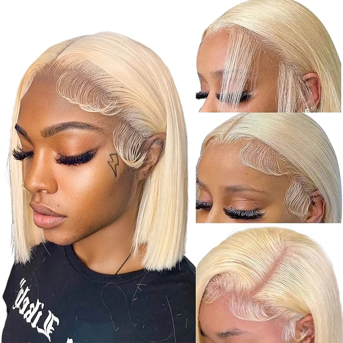 Straight Bob Wig Lace Front Human Hair Wigs for Women 613 Blond Transparent Short Bob Human Hair Wigs 13x4 Lace Frontal Wig