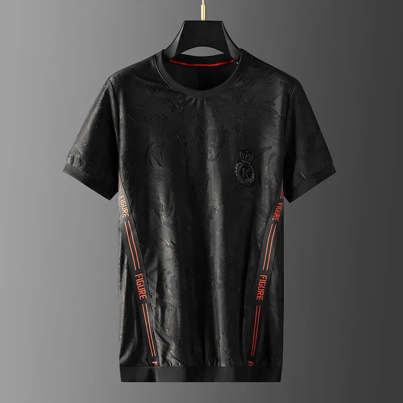 European luxury jacquard camouflage t-shirt