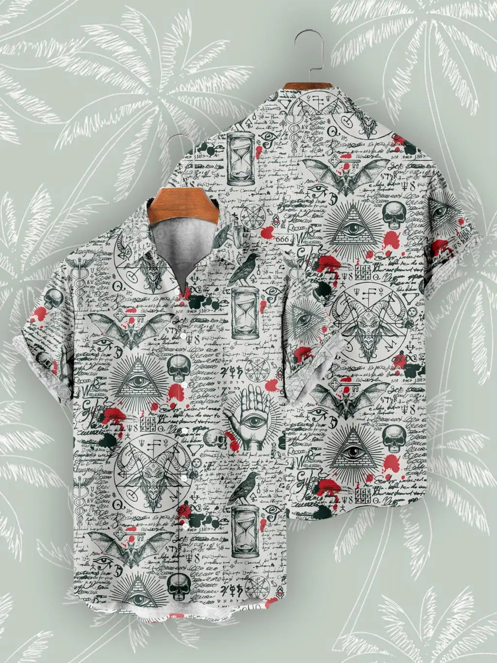 Hawaiian Shirts For Men's Skull Summer Casual Short Sleeve