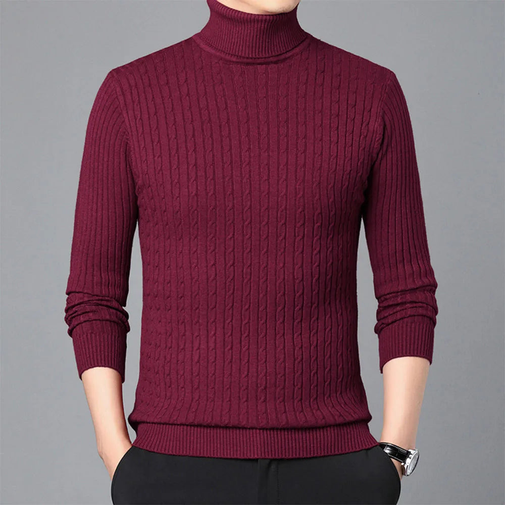 Men's Turtleneck Knitted Sweaters Winter Warm Slim Fit Pullover Sweater