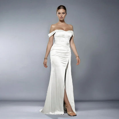 Solid Color Off-shoulder Mermaid Formal Evening Dress