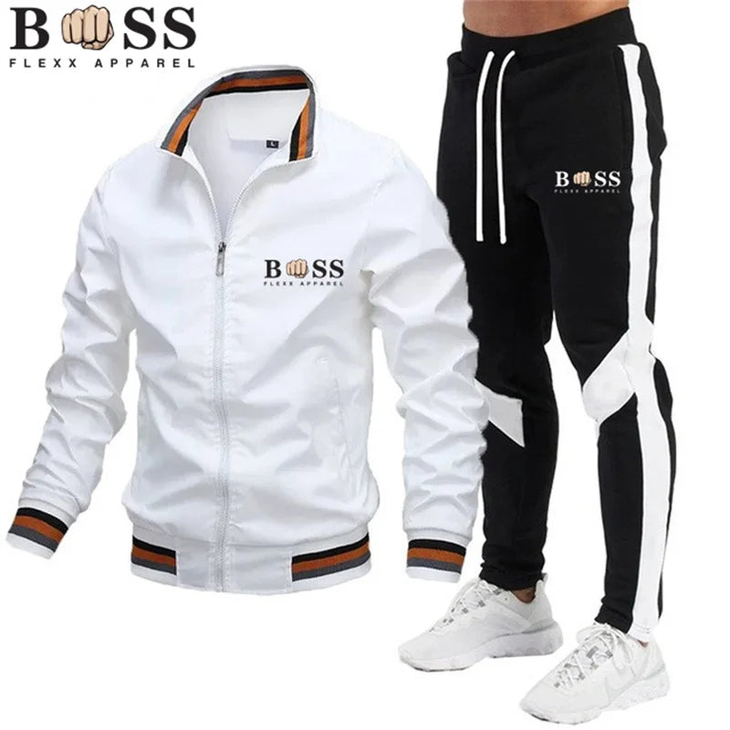 Men's  Tracksuit Two Piece Set Men Jacket Sweatpants Brand Clothing Male Sweatsuit Sport