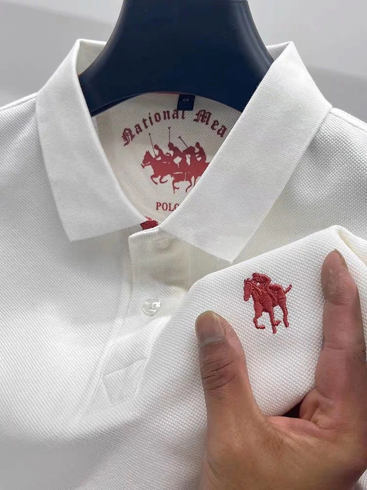 High end 100% cotton polo shirt short sleeve men casual business fashion brand embroidered polo shirt