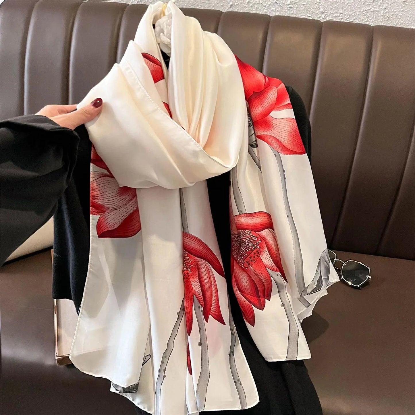 Women Fashion Print Silk Scarf Luxury Brand