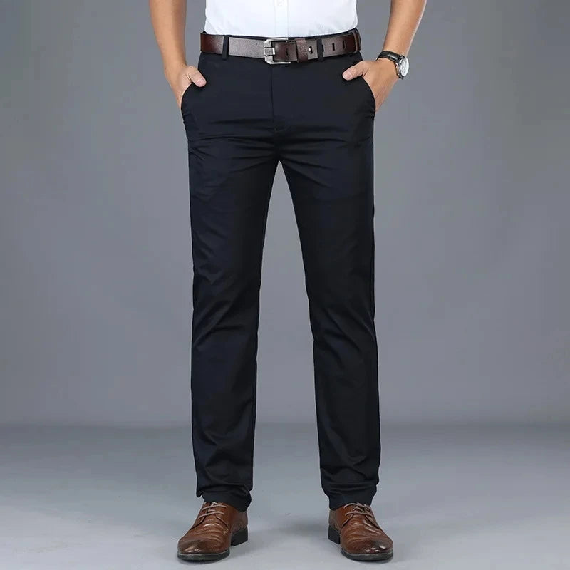 Thin Men's Business Casual Pants Stretch Straight Fashionable Versatile Casual Suit Long Pants Male