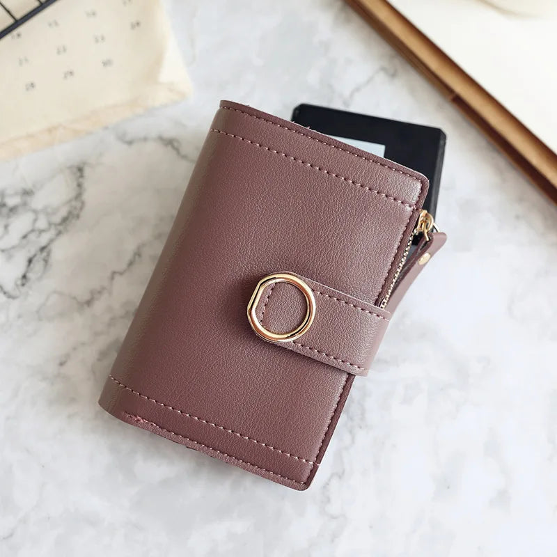 Women Small Leather Zipper Coin Purse Ladies Card Holder Wallet